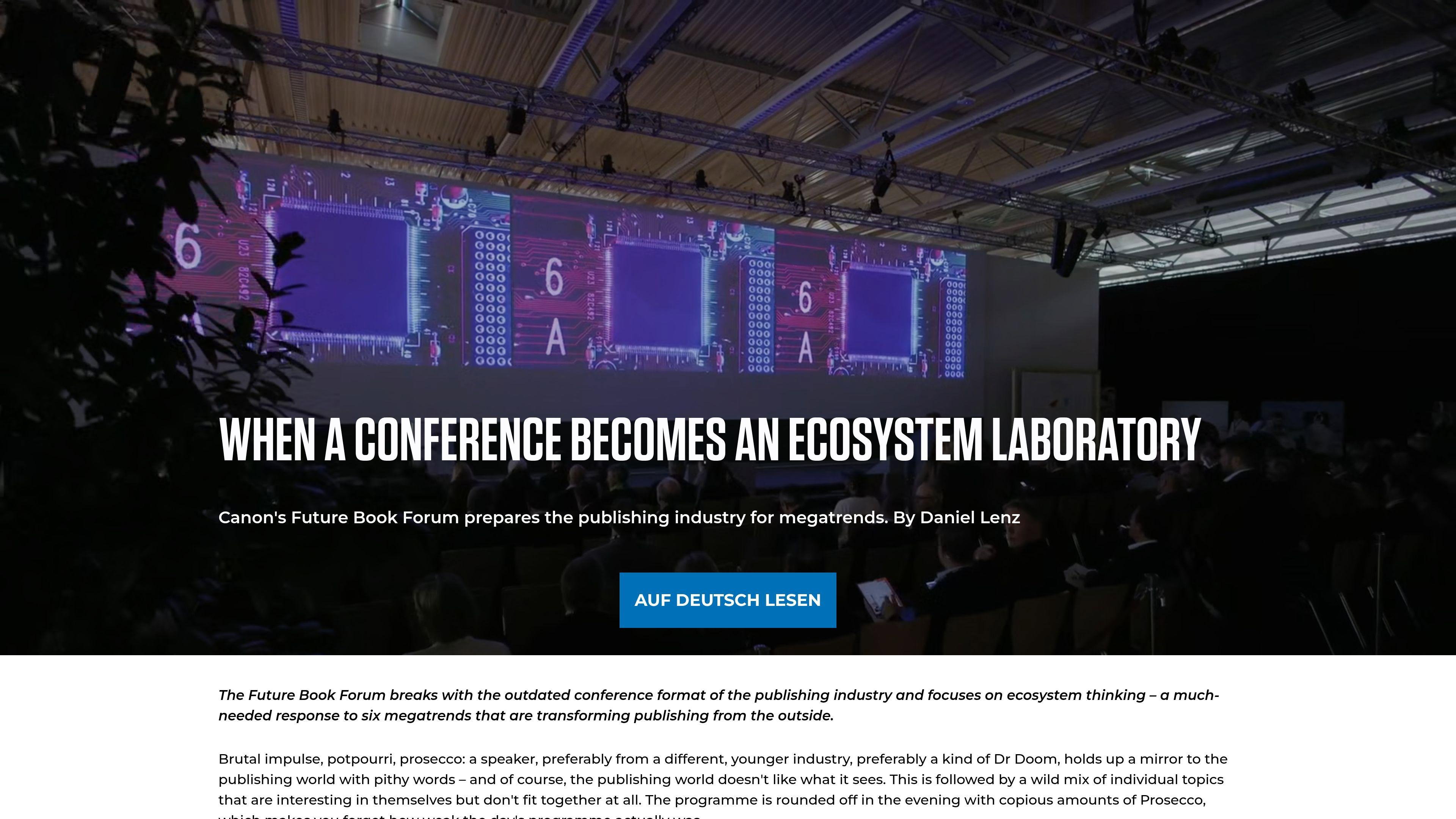 When a conference becomes an ecosystem laboratory – the Future Book Forum