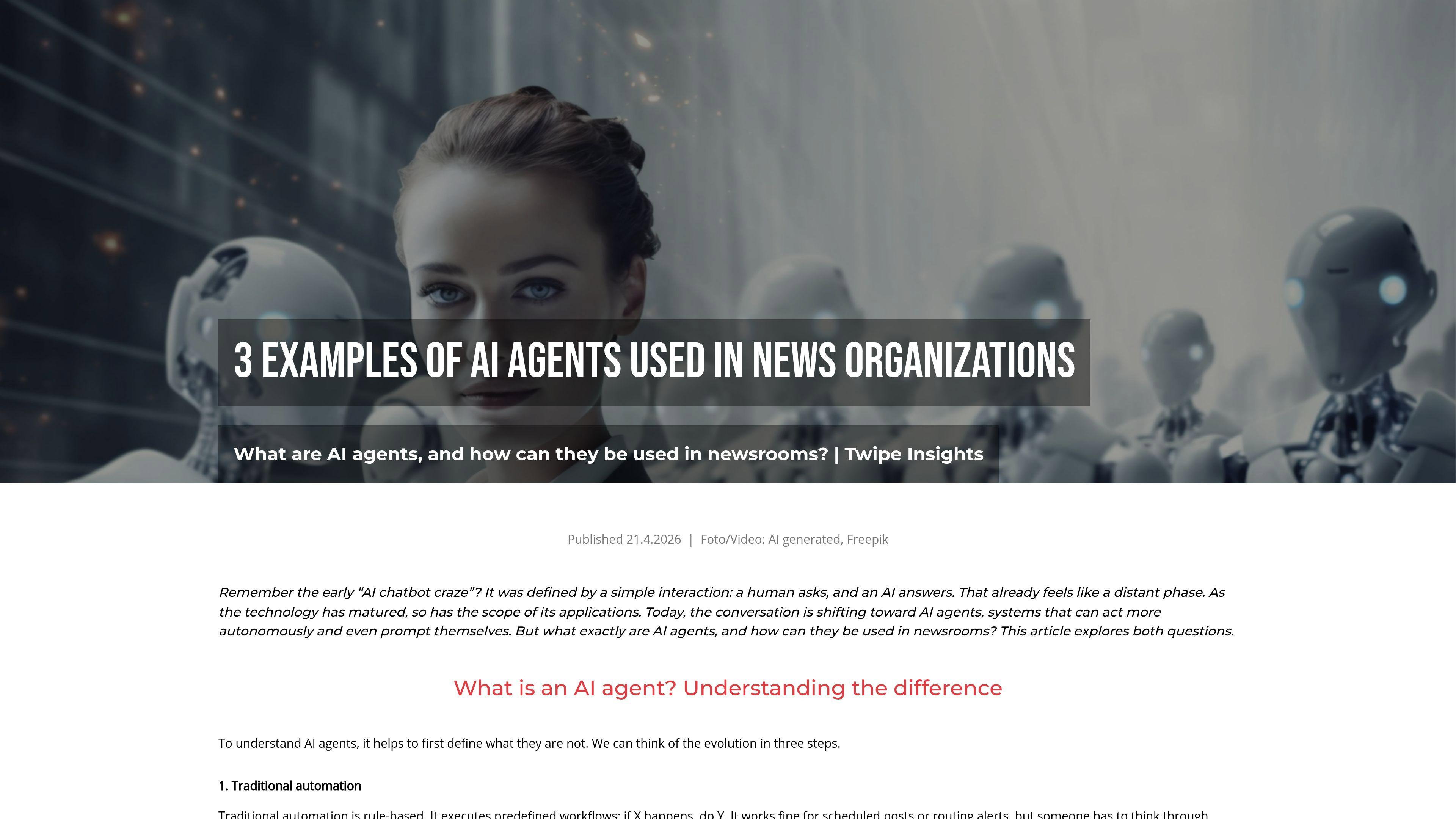 3 Examples of AI Agents Used in News Organizations