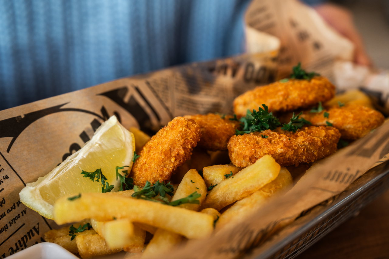 veganes Fish and Chips Stranddüne