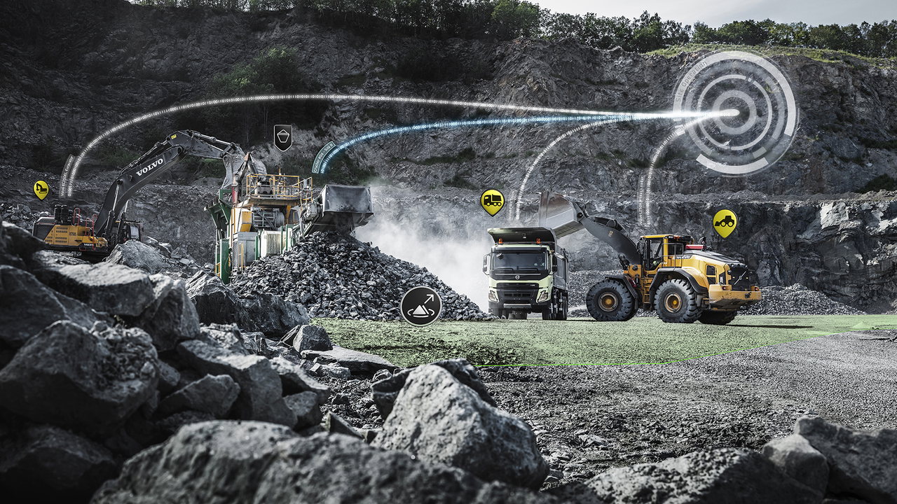 Wenn es im Bereich Volvo Site Operations um vernetzte Maschinen geht, lassen sich auch Lkw wie etwa schwere Kipper mit einbeziehen. 
