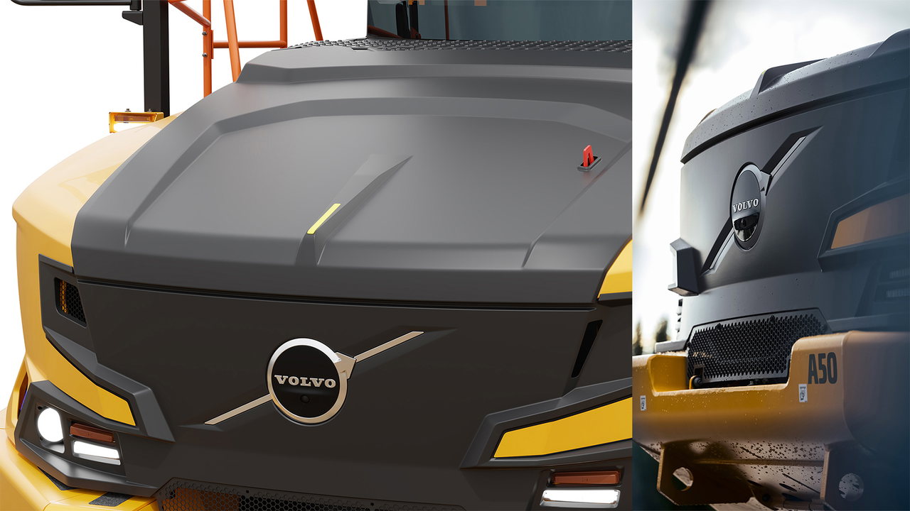 Clevere Detaillösungen: Die Finne an der Vorderkante dient dem Fahrer als Sichtlinienmarkierung, und in das Volvo Iron Mark ist eine zusätzliche Kamera integriert.