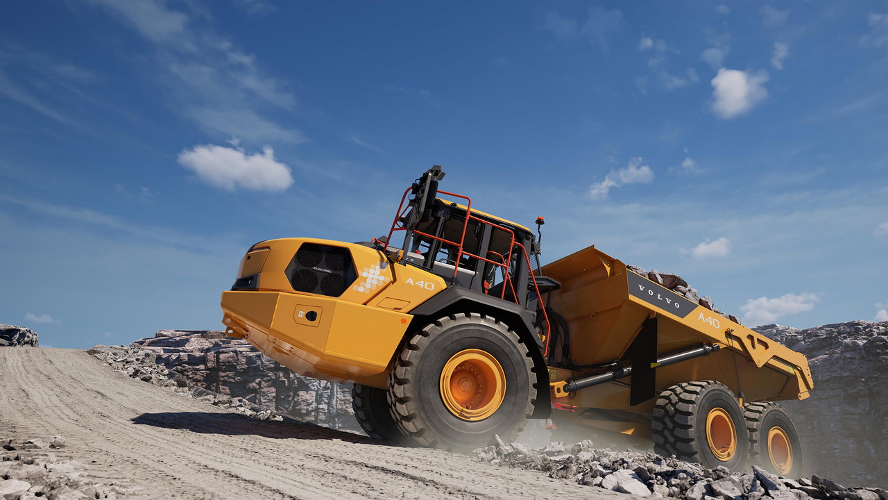 Leistungsstarkes Elektro-Modell: Der Dumper Volvo A40 Electric ist auf der Steinexpo ebenfalls dabei.