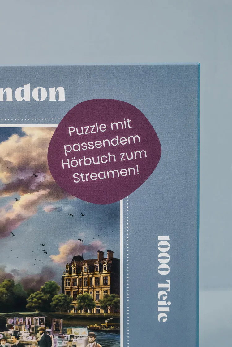 Junivia_Viktorianisches_London_Puzzle_mit_Hoerbuch_Puzzlekarton_Detailaufnahme_Puzzle_mit_passendem_