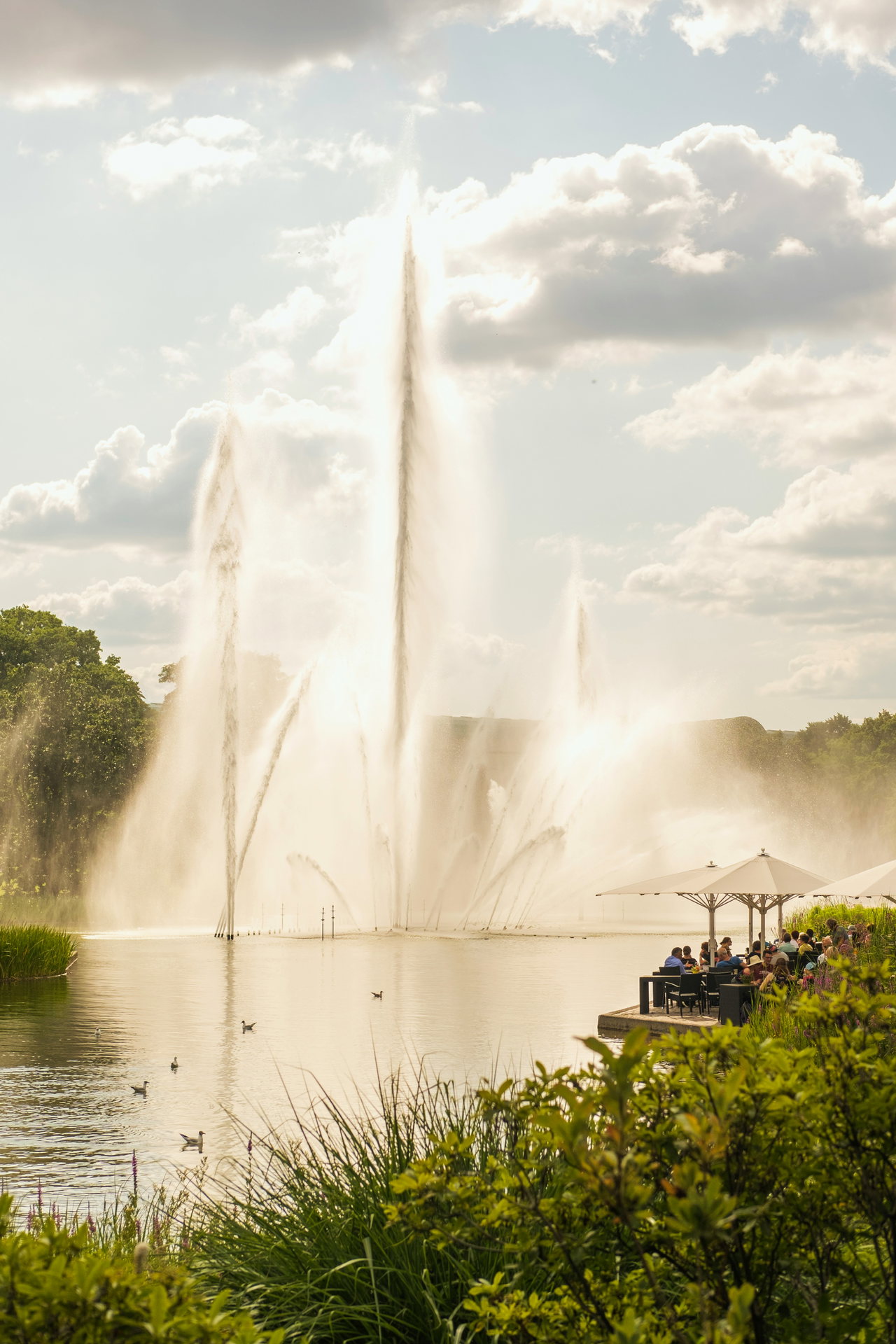 Wasserfontäne im Park an einem sonnigen Tag