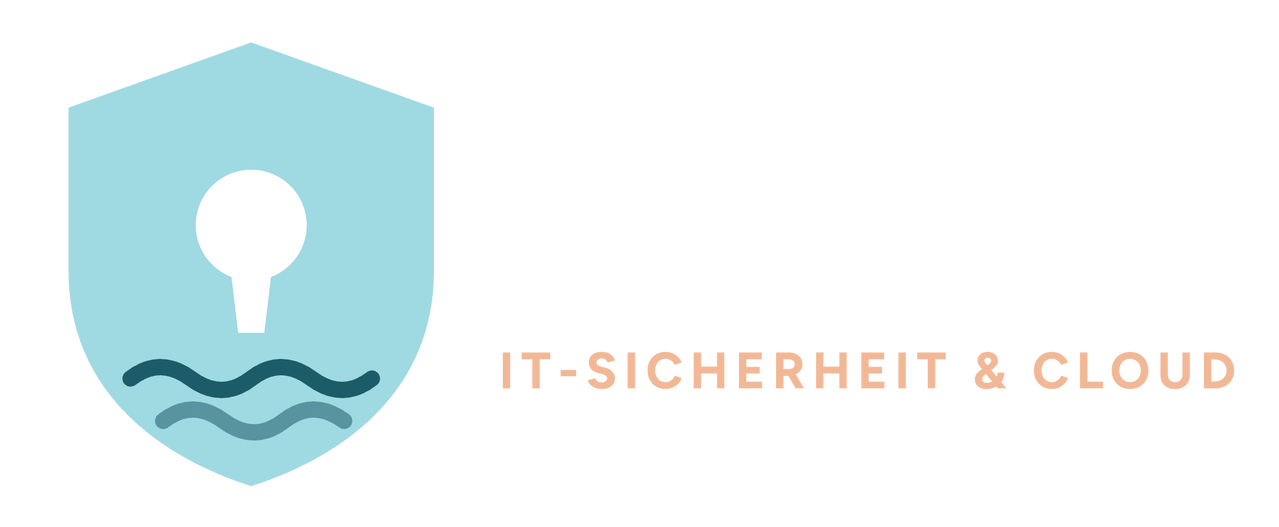 Logo der Kaiwacht: hellblaues Schild mit Schlüsselloch und Wellen, daneben der Schriftzug Kaiwacht und IT-Sicherheit & Cloud