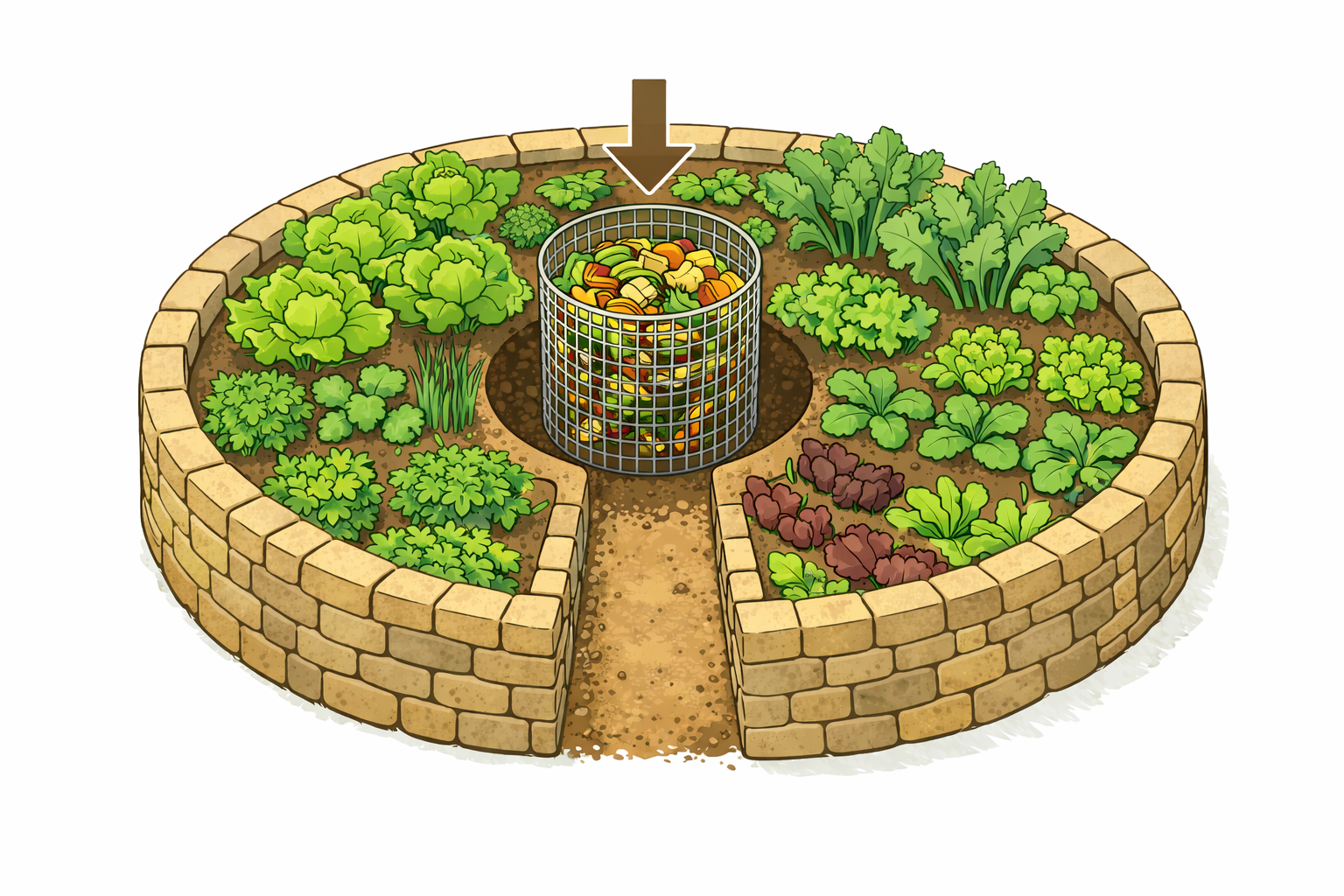 schlüssellochbeet-gemüsebeet-kompost-hochbeet