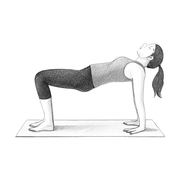 Eine Frau praktiziert die Yoga-Pose "Der Tisch".