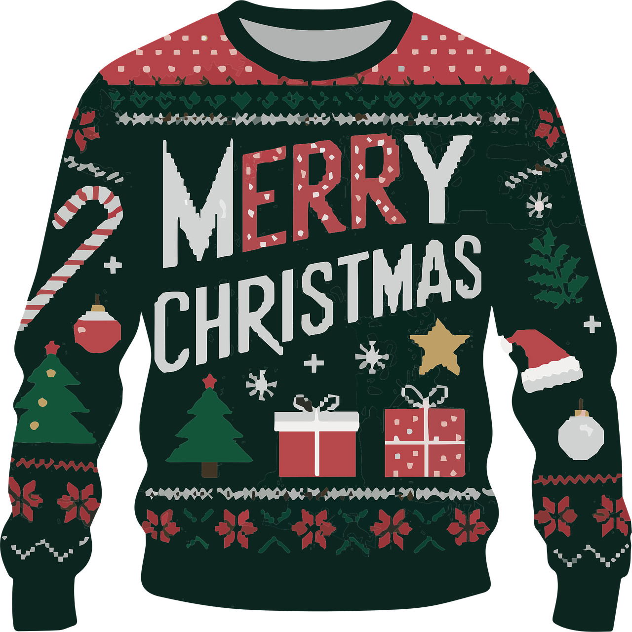 Ein selbst dekorierter Strickpulli auf dem Tisch: Wenige Materialien reichen, um ein individuelles Unikat für den Advent zu gestalten.